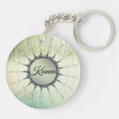 Gepersonaliseerde Mandala op Minty Frosted Glass Sleutelhanger (Achterkant)