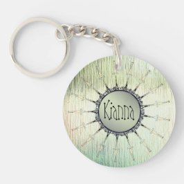 Gepersonaliseerde Mandala op Minty Frosted Glass Sleutelhanger