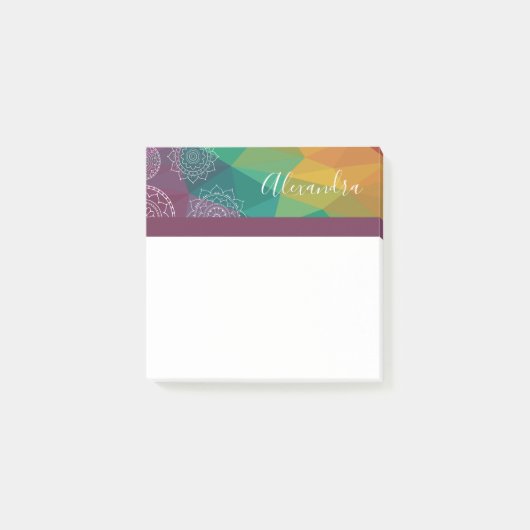 Gepersonaliseerde mandala-regenboog schrijft post-it® notes (Voorkant)