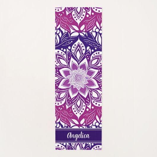 Gepersonaliseerde Mandala Yoga Mat Paarse Roze Omb (Voorkant)
