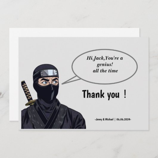 Gepersonaliseerde Manga Comic Ninja Dank u kaart (Voorkant / Achterkant)