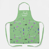 Gepersonaliseerde Manicurist Nail Tech Lichtgroen Schort (Voorkant)