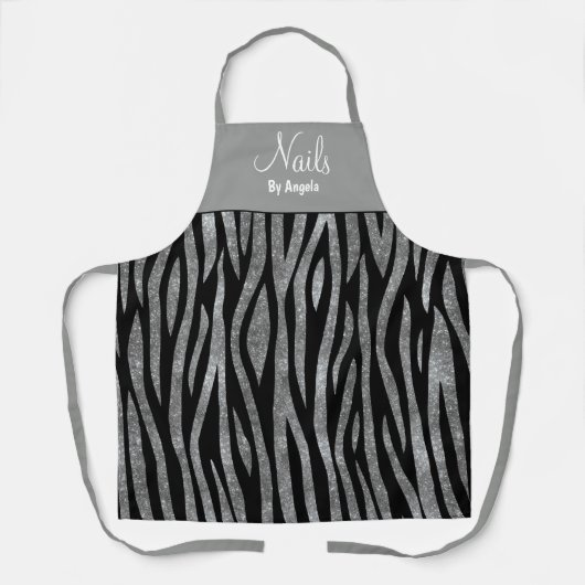 Gepersonaliseerde Manicurist Nail Tech Zebra Schort (Voorkant)