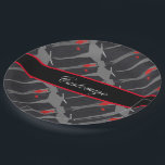 Gepersonaliseerde Mannen Black Suit & Red Stropdas Papieren Bordje<br><div class="desc">*Aanpassen met jouw tekst en keuze uit achtergrondkleur.</div>