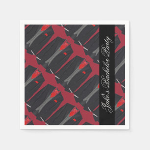 Gepersonaliseerde Mannen Black Suit & Red Stropdas Servet