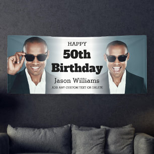 Gepersonaliseerde Mannen Fotocollage 50ste verjaar Spandoek