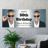 Gepersonaliseerde Mannen Fotocollage 50ste verjaar Spandoek