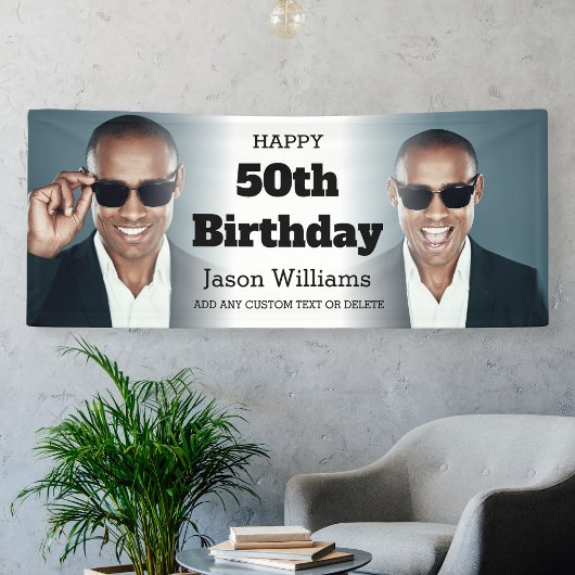 Gepersonaliseerde Mannen Fotocollage 50ste verjaar Spandoek