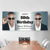 Gepersonaliseerde Mannen Fotocollage 50ste verjaar Spandoek