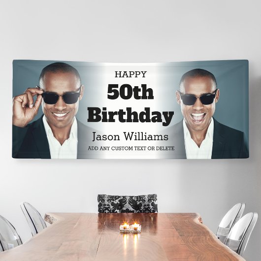 Gepersonaliseerde Mannen Fotocollage 50ste verjaar Spandoek