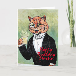 Gepersonaliseerde Mannen Louis Wain Cat Verjaardag Kaart