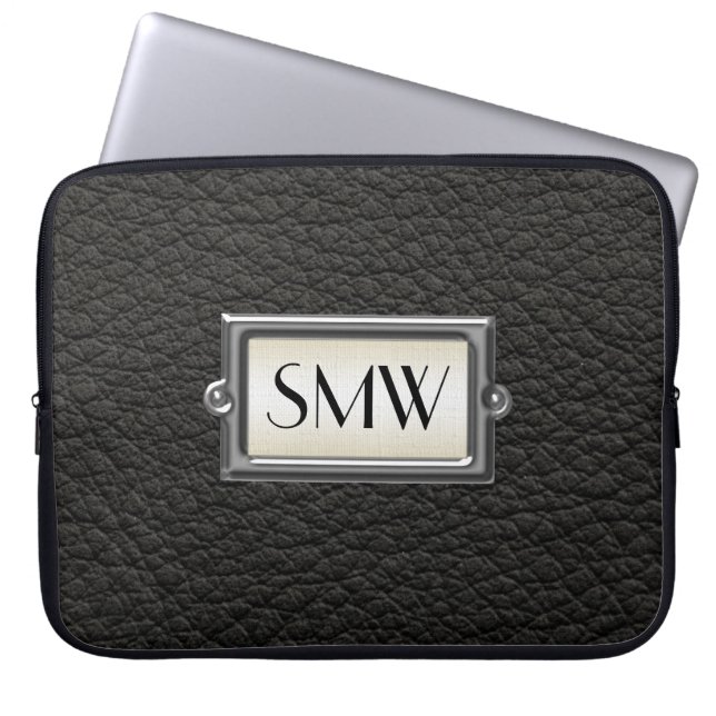Gepersonaliseerde Mannen met drie letters Laptop Sleeve (Voorkant)