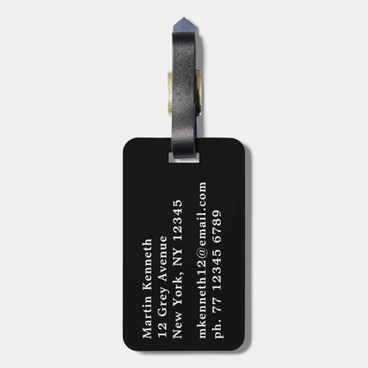 Gepersonaliseerde Mannen Monogram zwart-wit Bagagelabel (Achterkant verticaal)