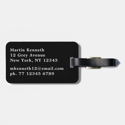 Gepersonaliseerde Mannen Monogram zwart-wit Bagagelabel (Achterkant horizontaal)