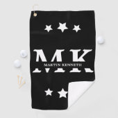 Gepersonaliseerde Mannen zwart-wit monogram Golfhanddoek (Insitu)