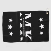 Gepersonaliseerde Mannen zwart-wit monogram Golfhanddoek (Horizontaal)