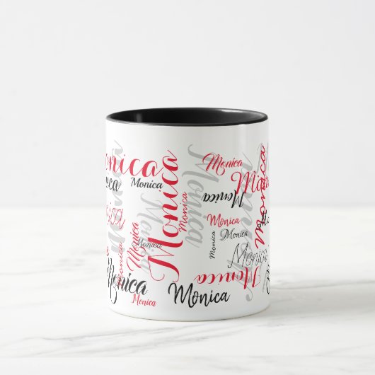 gepersonaliseerde manuscript rode zwarte namen typ mok (Midden)