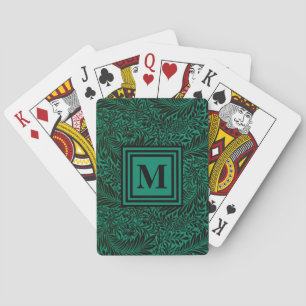Gepersonaliseerde maragde Groene Monogrammed Botan Pokerkaarten