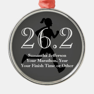 Gepersonaliseerde Marathon Runner 26.2 Vrouwen Med Metalen Ornament