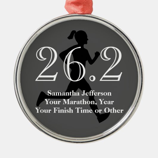 Gepersonaliseerde Marathon Runner 26.2 Vrouwen Med Metalen Ornament (Voorkant)