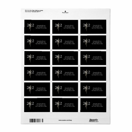 Gepersonaliseerde marathonloper 26.2 Keepasoed Bla Etiket (Full Sheet)