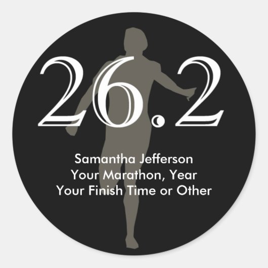 Gepersonaliseerde marathonloper 26.2 Keepasoed Bla Ronde Sticker (Voorkant)