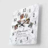 Gepersonaliseerde Marble Grandma Photo Collage Fam Vierkante Klok (Hoek)