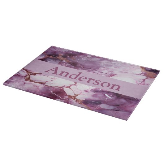 Gepersonaliseerde Marble Look Glas Snijplank (Hoek)