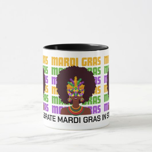 Gepersonaliseerde MARDI GRAS Afro Queen Mok (Midden)