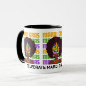 Gepersonaliseerde MARDI GRAS Afro Queen Mok (Voorkant links)