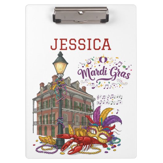 Gepersonaliseerde Mardi Gras Klembord (Voorkant)