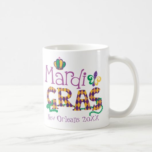 Gepersonaliseerde Mardi Gras Koffiemok (Rechts)