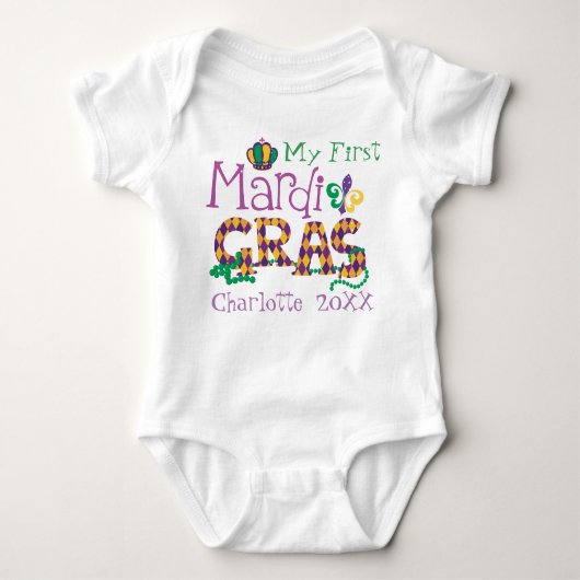 Gepersonaliseerde Mardi Gras Romper (Voorkant)