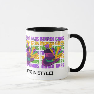 Gepersonaliseerde MARDI GRAS Top Hat Veren Mok