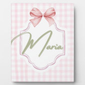 Gepersonaliseerde Maria Baby Meisje Kwekerij Bow & Fotoplaat (Voorkant)