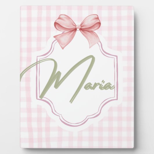 Gepersonaliseerde Maria Baby Meisje Kwekerij Bow & Fotoplaat (Voorkant)