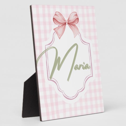 Gepersonaliseerde Maria Baby Meisje Kwekerij Bow & Fotoplaat (Zijkant)