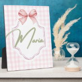 Gepersonaliseerde Maria Baby Meisje Kwekerij Bow & Fotoplaat (Zijkant)