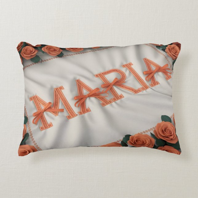 Gepersonaliseerde Maria Fleece Deken met Oranje Ro Accent Kussen (Voorkant)