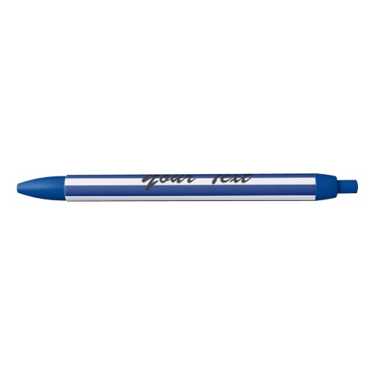 Gepersonaliseerde Marine Blauw en Wit Gestreepte P Blauwe Inkt Pen (Voorkant)