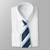 Gepersonaliseerde Marine Blauw Witte Strepen Nauti Stropdas (Gebonden)