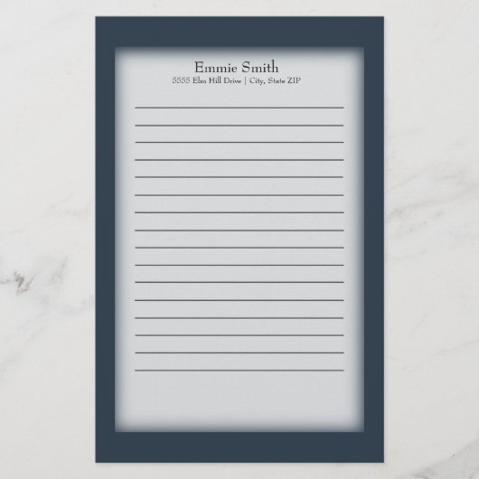 Gepersonaliseerde marine Blue en White Briefpapier (Voorkant)