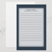 Gepersonaliseerde marine Blue en White Briefpapier (Voorkant / Achterkant)