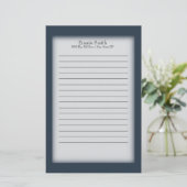 Gepersonaliseerde marine Blue en White Briefpapier (Staand voorkant)