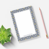 Gepersonaliseerde marine en geel mediterraan patro post-it® notes