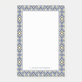 Gepersonaliseerde marine en geel mediterraan patro post-it® notes (Voorkant)