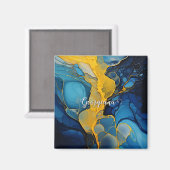 Gepersonaliseerde marine en gouden alcohol inkt vl magneet (Voorkant / Achterkant)