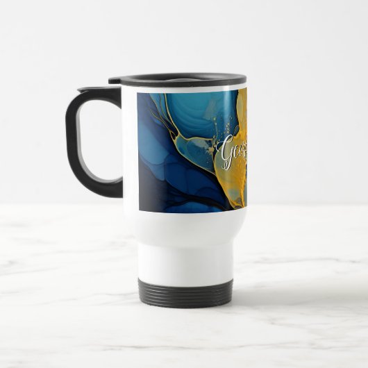 Gepersonaliseerde marine en gouden alcohol inkt vl reisbeker (Links)