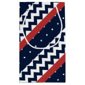 Gepersonaliseerde marine en witte Chevron ZigZag Klein Cadeauzakje (Achterkant)