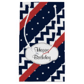 Gepersonaliseerde marine en witte Chevron ZigZag Klein Cadeauzakje (Voorkant)